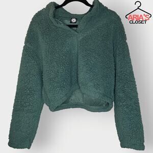 PacSun Cropped Sherpa Pull Over - Forrest Green
